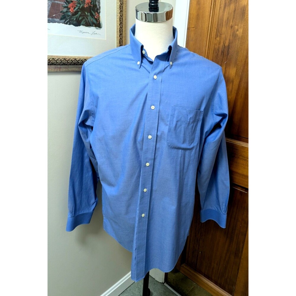Brooks Brothers 16 34/35 Dress Shirt Traditional Fit Cotton No Iron Dark Blue